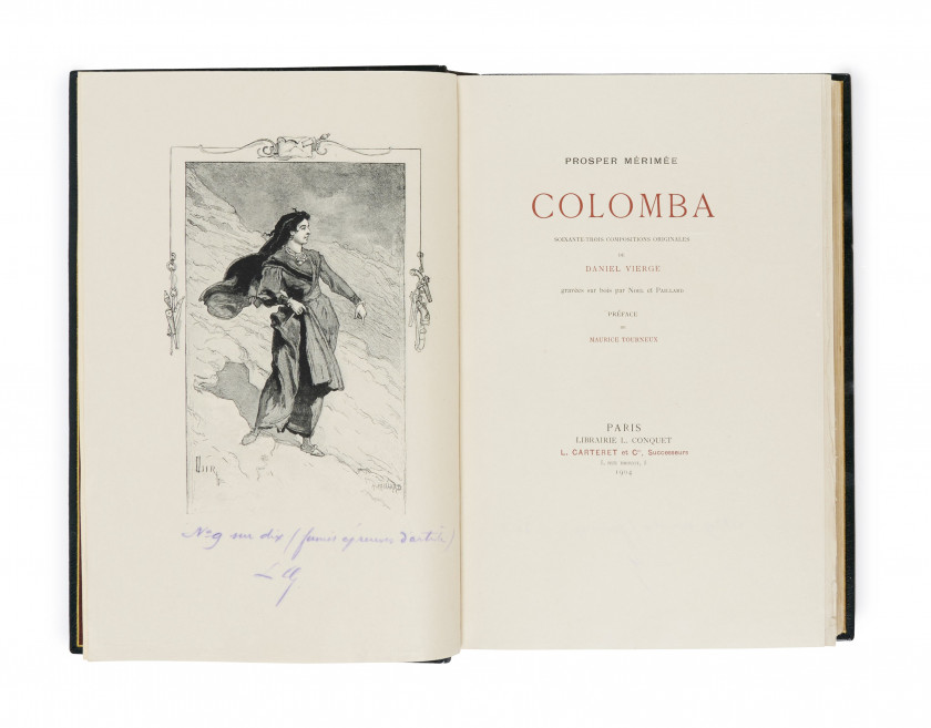 [VIERGE].- MÉRIMÉE (Prosper) Colomba. Paris, Librairie L. Conquet, L. Carteret et Cie, successeurs, 1904. Gr. in...