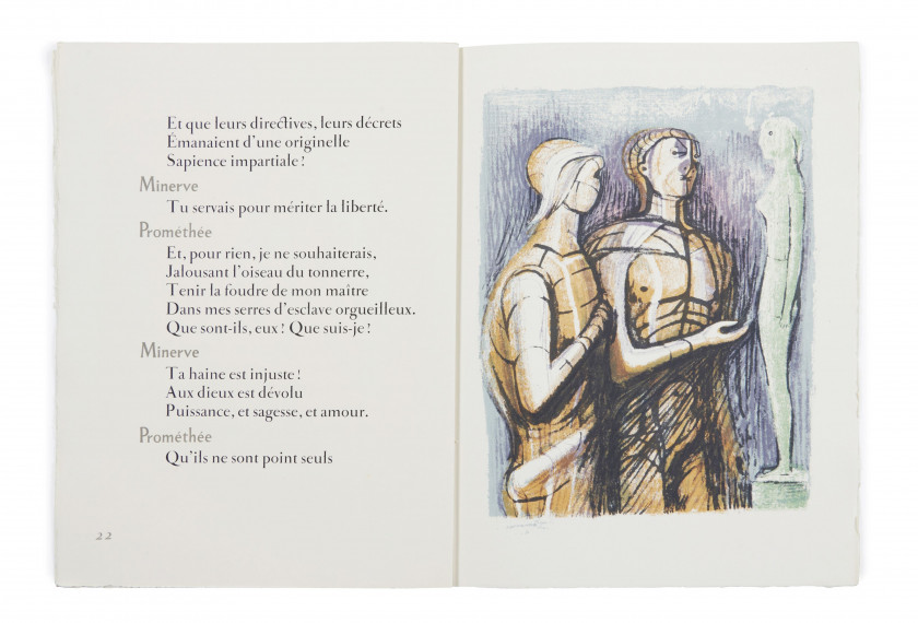 [MOORE].- GOETHE (Johann Wolfgang von) Prométhée. Paris, Henri Jonquières, P. A. Nicaise, 1950. Pet. in-folio (3...