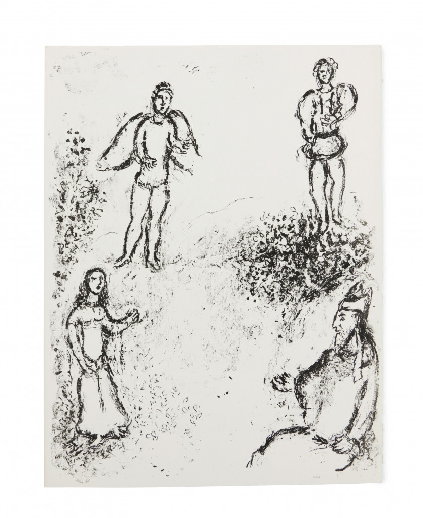 [CHAGALL].- SHAKESPEARE (William) The Tempest. Monte-Carlo, André Sauret, 1975. In-folio (42,5 x 32,5 cm), en ff...