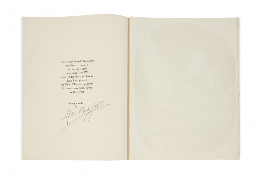 [CHAGALL].- SHAKESPEARE (William) The Tempest. Monte-Carlo, André Sauret, 1975. In-folio (42,5 x 32,5 cm), en ff...