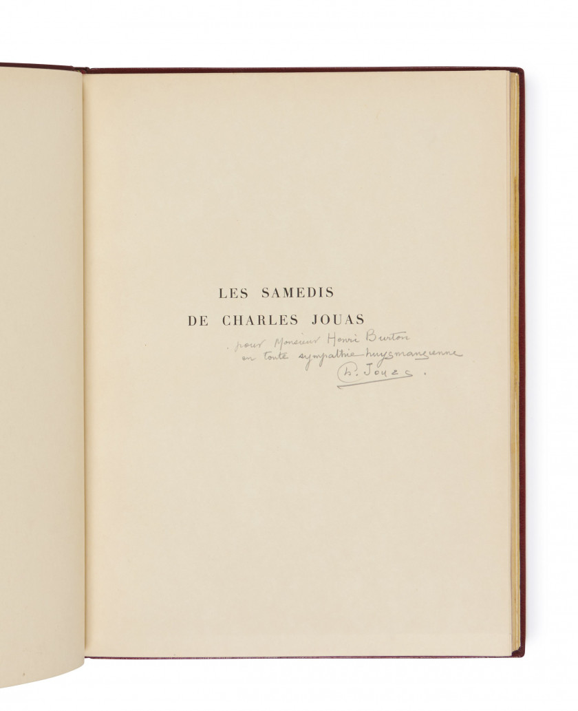 [JOUAS].- GOBILLOT (René) Les Samedis de Charles Jouas. Paris, Librairie Auguste Fontaine, 1936. In-8 (25 x 18,8...