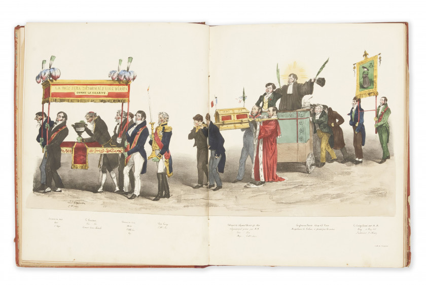 [CARICATURE] La Caricature. Paris, Chez Aubert, 4 novembre 1830 - 25 avril 1833. 5 vol. in-4 (33,3 x 25,8 cm), d...