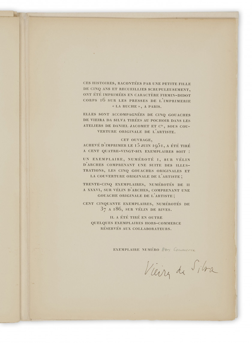 [VIEIRA DA SILVA].- [BAZAINE] (Marie-Catherine) Et puis voilà. Paris, Jeanne Bucher, 1951. Gr. in-8 (27,9 x 19 c...