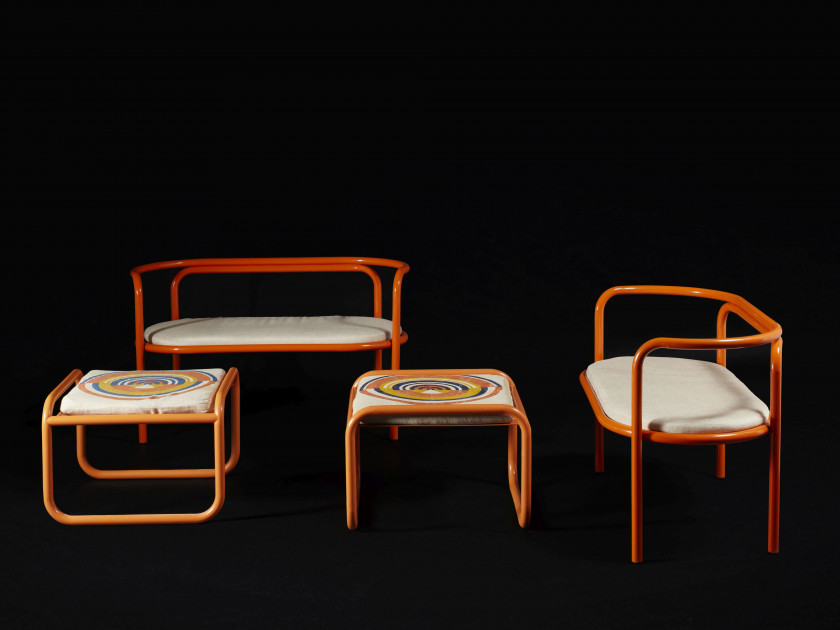 Gae AULENTI 1927-2012 Paire de tabourets "Locus Solus" - circa 1964