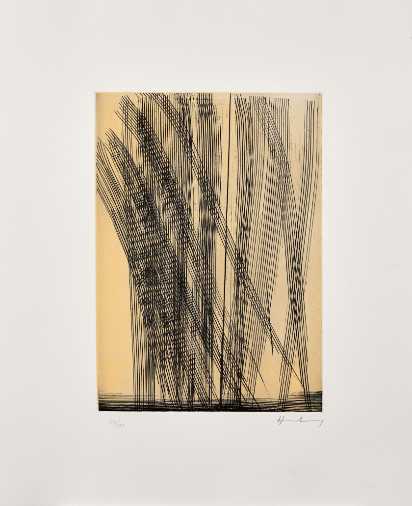 Hans HARTUNG (1904 - 1989) Mieux vaut cacher sa déraison - 1987 Album de 5 eaux-fortes dont 4 en couleurs, certaine à l'aquatinte, p..