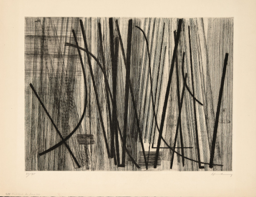 Hans HARTUNG (1904 - 1989) Gravure 12 - 1953 Eau-forte en noir