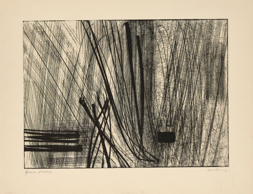 Hans HARTUNG (1904 - 1989) Gravure 26 - 1953 Eau-forte en noir