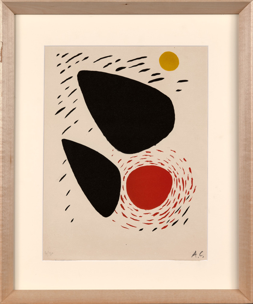 Alexander CALDER (1898 - 1976) Rocks and Sun - 1952 Lithographie en couleurs