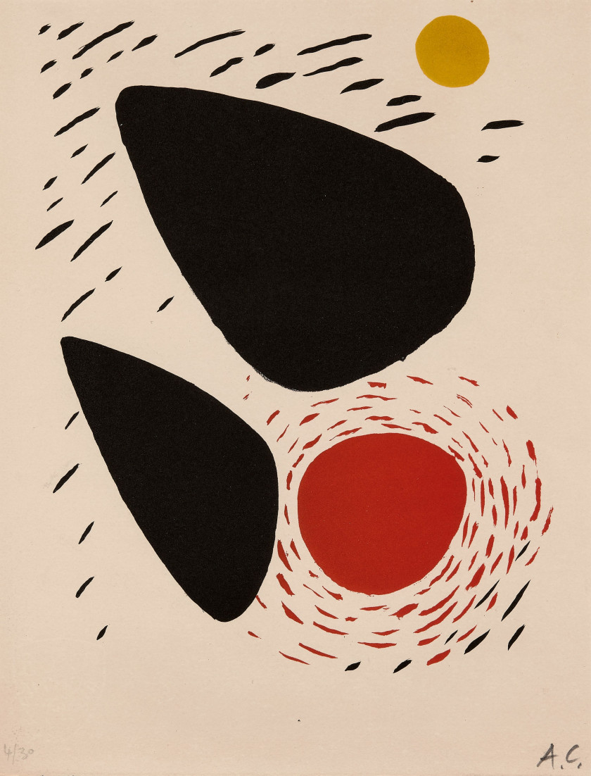 Alexander CALDER (1898 - 1976) Rocks and Sun - 1952 Lithographie en couleurs