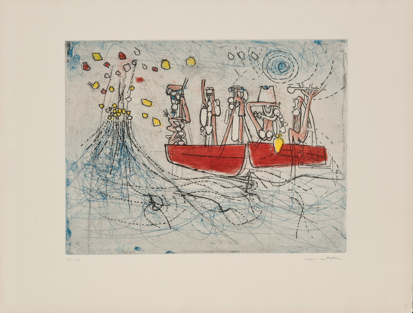 ¤ Roberto MATTA (1911 - 2002) Scènes familières - 1962 - l'abum Album composé de 8 eaux-fortes et aquatintes en couleurs