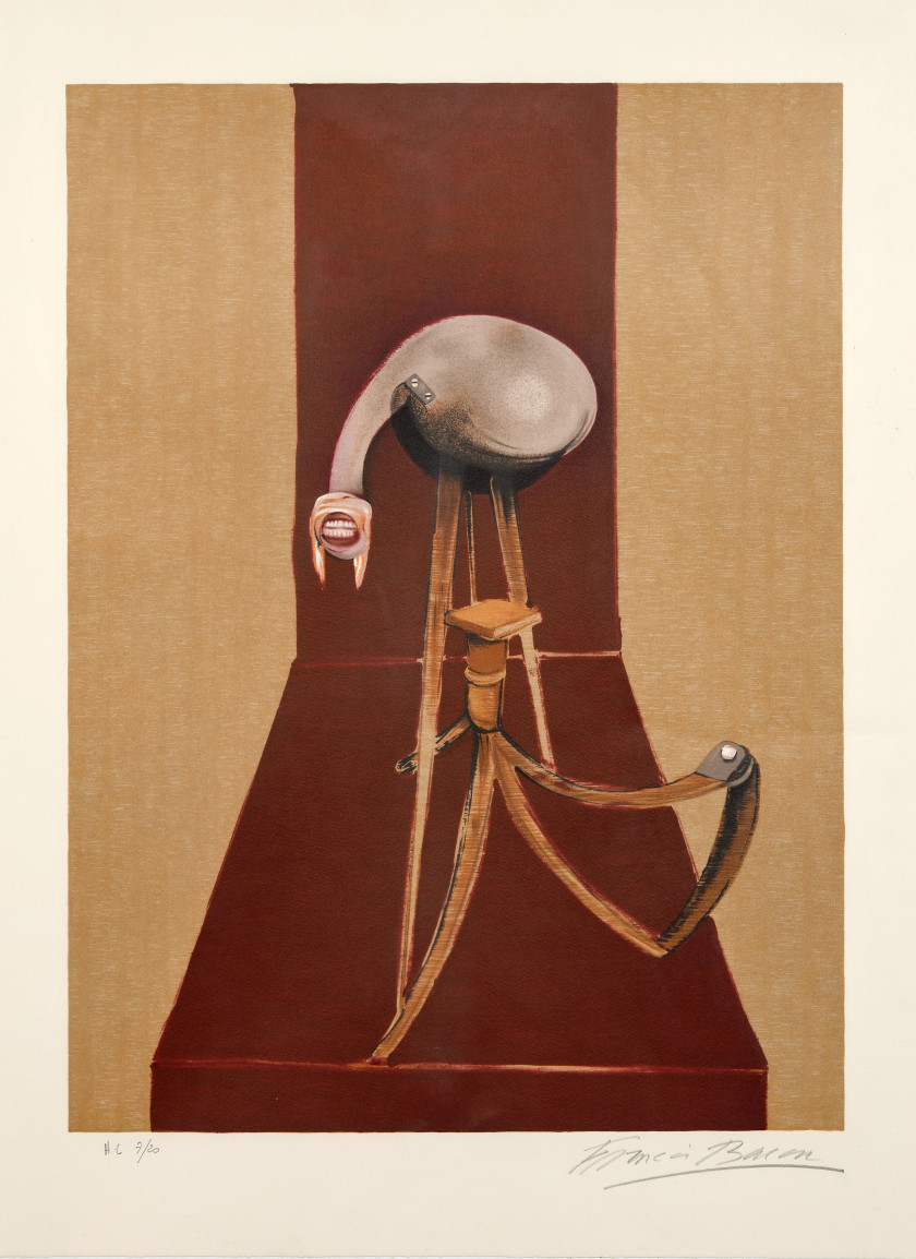 Francis BACON (1909 - 1992) Deuxième version du Triptyque 1944 - 1989 Trois lithographies en couleurs