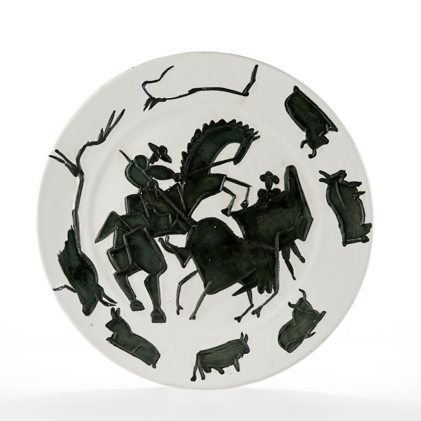 Pablo PICASSO (1881-1973) Corrida - 1953 11 mars (AR # 181) Plat rond