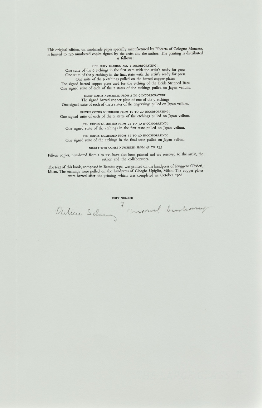 Marcel DUCHAMP (1887 - 1968) Large Glass and related works II 1968 9 eaux-fortes dont certaines avec aquatintes libres, signées dans...