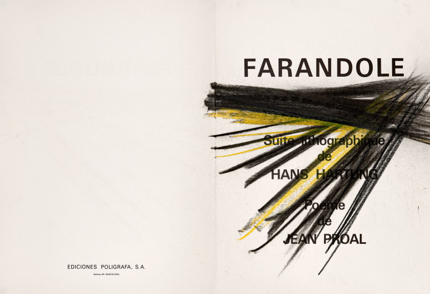 Hans HARTUNG - Jean PROAL (1904 - 1989) Farandole. Suite lithographique de Hans Hartung. Poème de Jean Proal. Barcelone, Ediciones P...