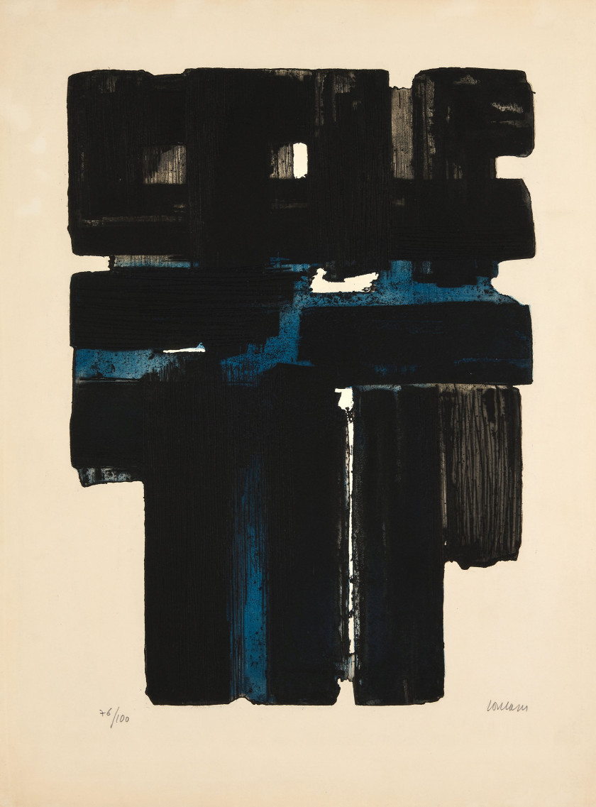 Pierre SOULAGES (1919-2022) Eau-forte Xa - 1957 Eau-forte en couleurs sur vélin de Rives