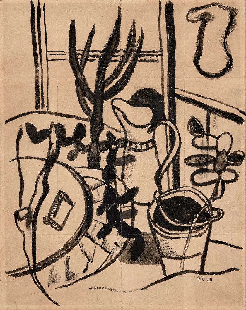 Fernand LEGER 1881 - 1955 Nature morte à la cruche - 1948 Encre sur papier