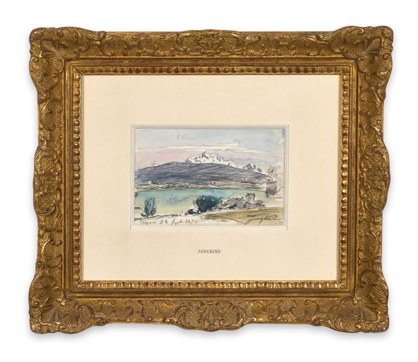 Johan Barthold JONGKIND 1819 - 1891 Paysage de Nyon - 1875 Aquarelle et crayon sur papier