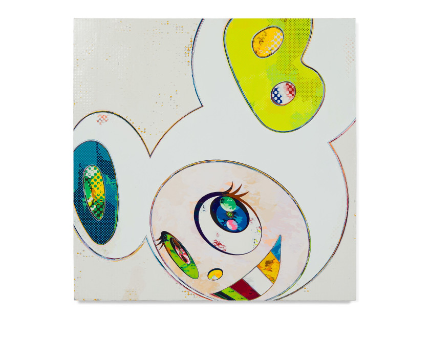 Takashi MURAKAMI (Né en 1962) And then x6 (White: the superflat method, blue and yellow ears) - 2013 Acrylique sur toile montée sur...