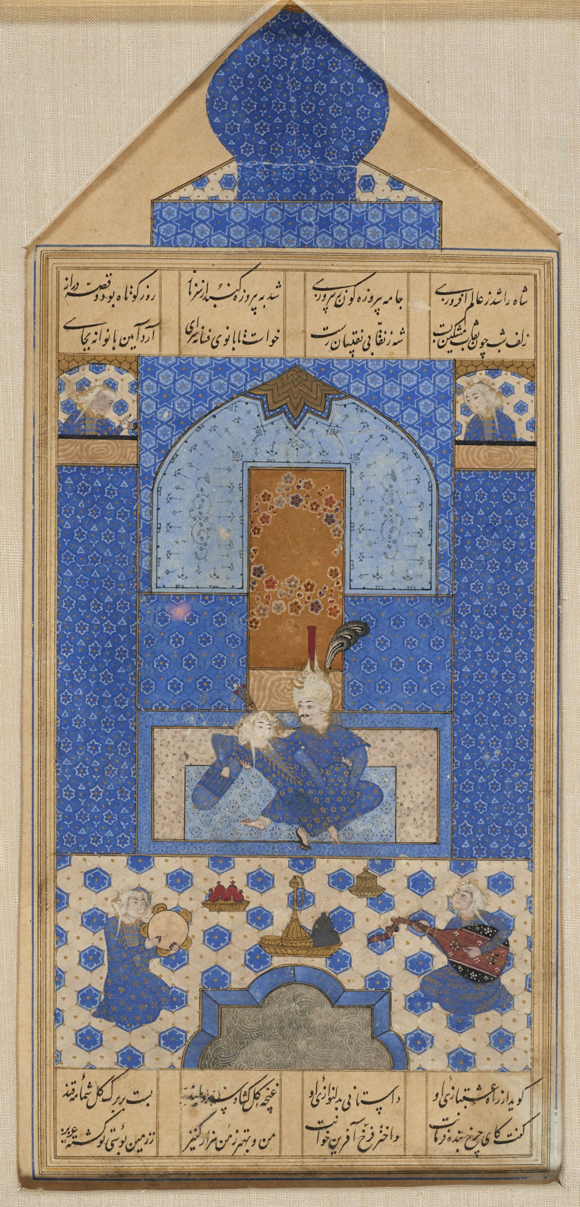 QUATRE FEUILLETS ILLUSTRÉS DU HAFT PAYKAR DE NIZAMI (M. 1209) REPRÉSENTANT LES VISITES DE BAHRAM GUR  Shiraz, Iran safavide, premièr...