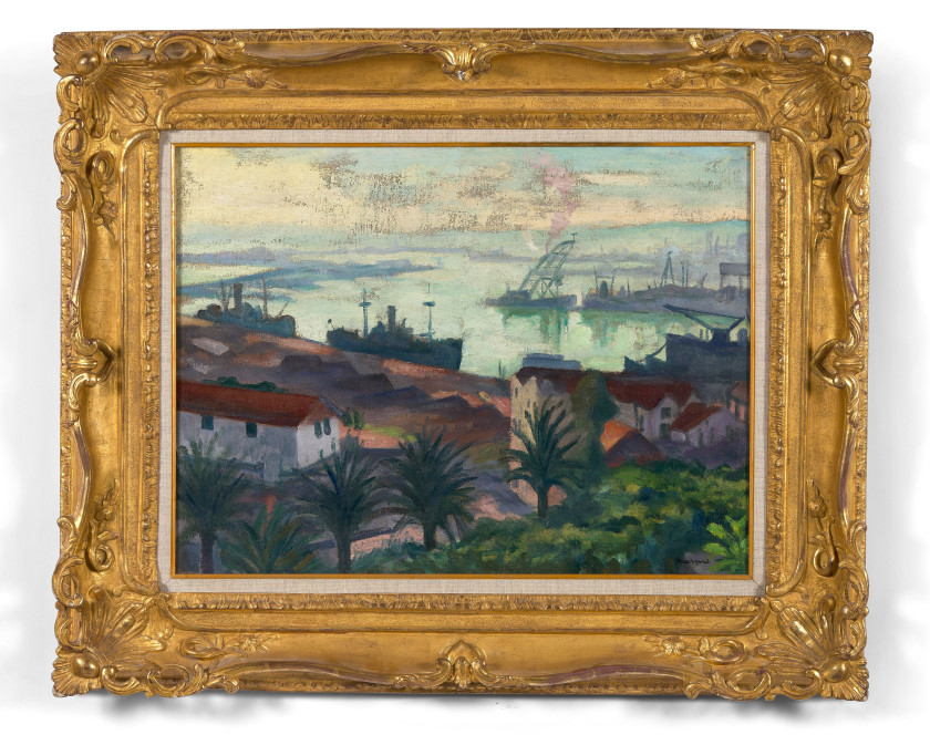 Albert MARQUET 1875 - 1947 Le port, temps clair - circa 1942-1943 Huile sur toile