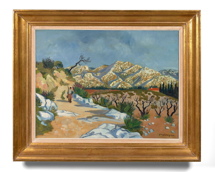 Yves BRAYER 1907- 1990 Vue sur les Alpilles au pied du rocher des Baux - 1961 Huile sur toile