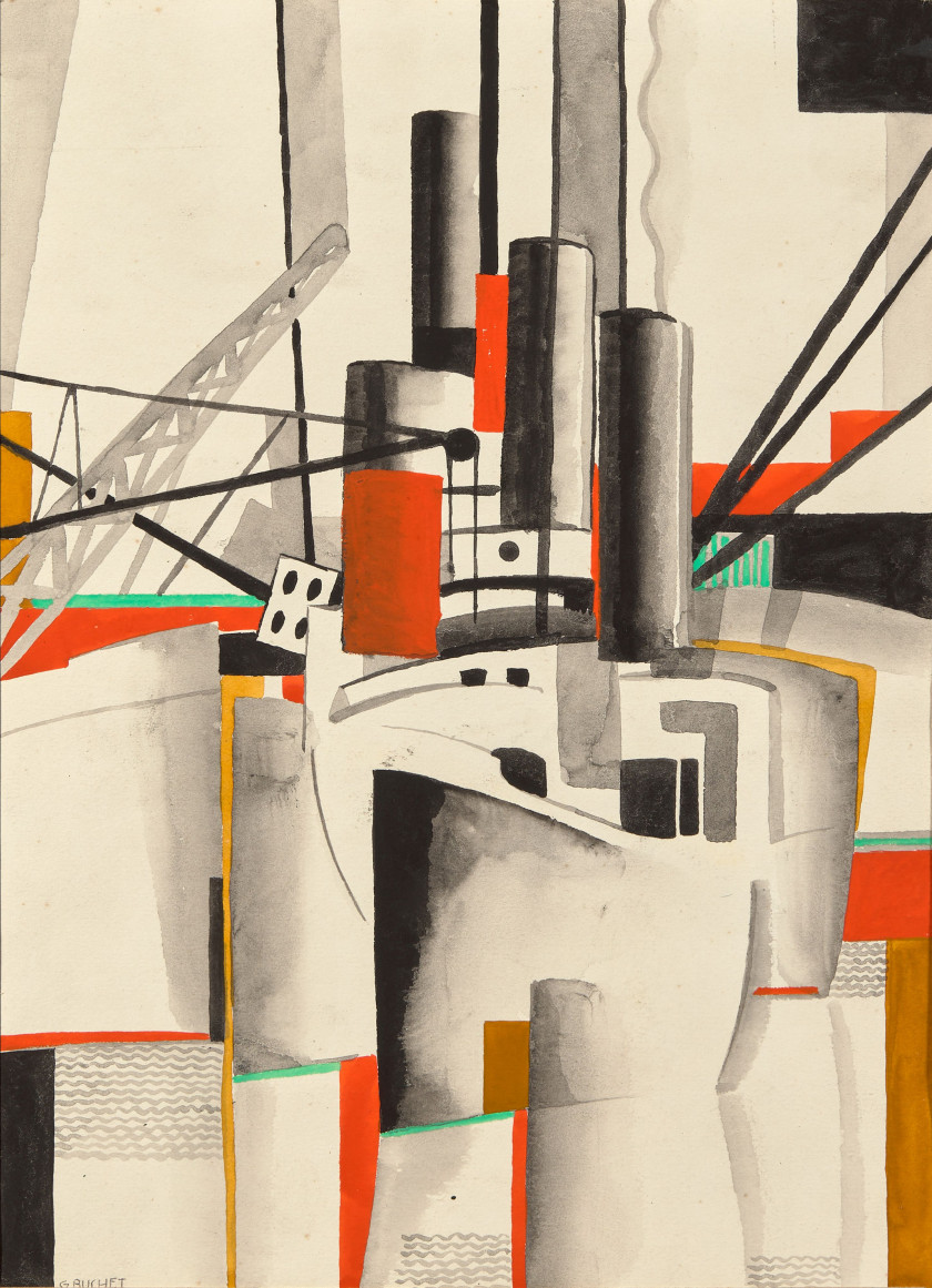 Gustave BUCHET 1888-1963 Bateau - circa 1922-1925 Aquarelle sur papier