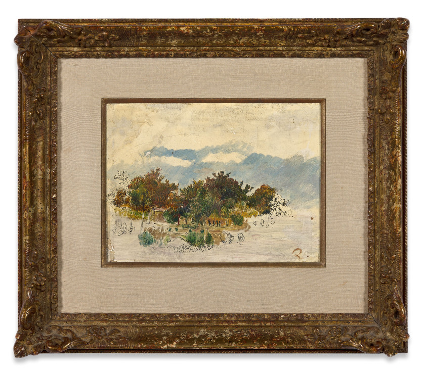 Pierre-Auguste RENOIR 1841 - 1919 Paysage - circa 1890 Huile et encre sur toile