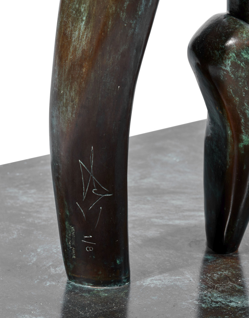 Salvador DALI 1904 - 1989 Ballerine, hommage à Margot Fonteyn ou Femme à la souris - 1972 Bronze à patine brune et nuances de vert a...