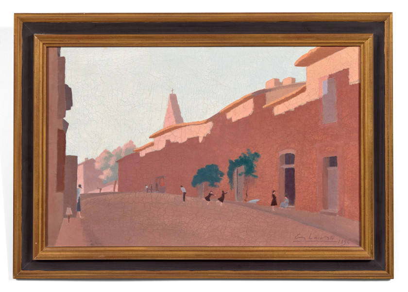 Charles LACOSTE 1870 - 1959 Rue ombragée de Castelmayran - 1894 Huile sur toile