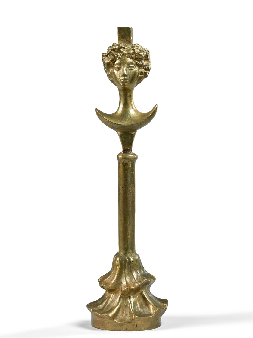 Alberto GIACOMETTI 1901 - 1966 Lampe modèle "tête" - circa 1933-1934 Bronze à patine dorée