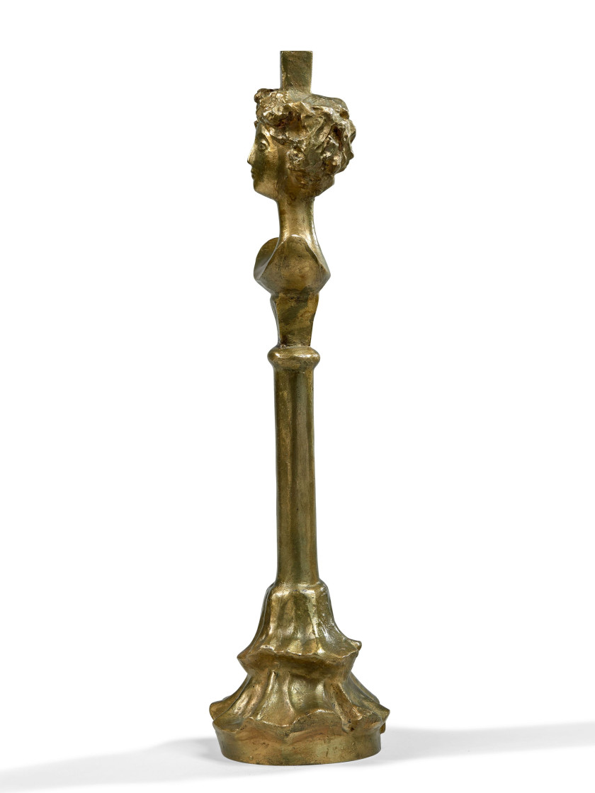 Alberto GIACOMETTI 1901 - 1966 Lampe modèle "tête" - circa 1933-1934 Bronze à patine dorée