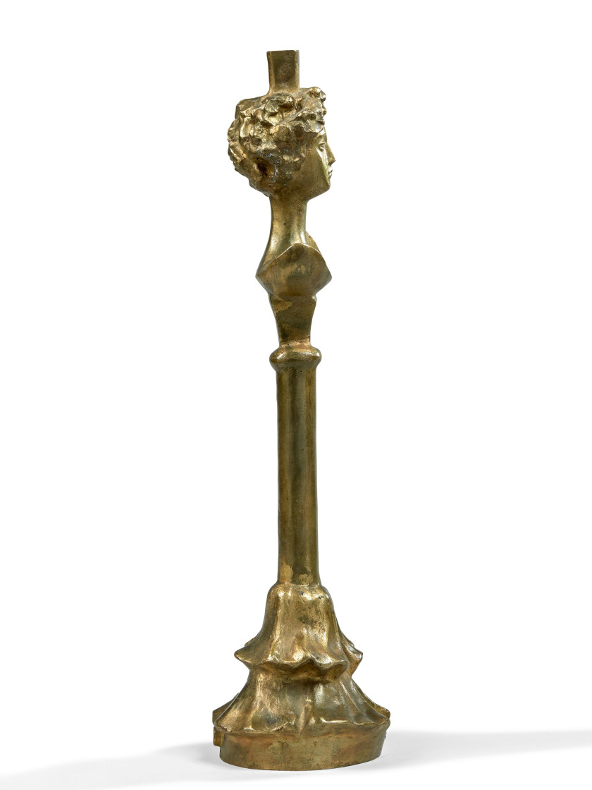 Alberto GIACOMETTI 1901 - 1966 Lampe modèle "tête" - circa 1933-1934 Bronze à patine dorée