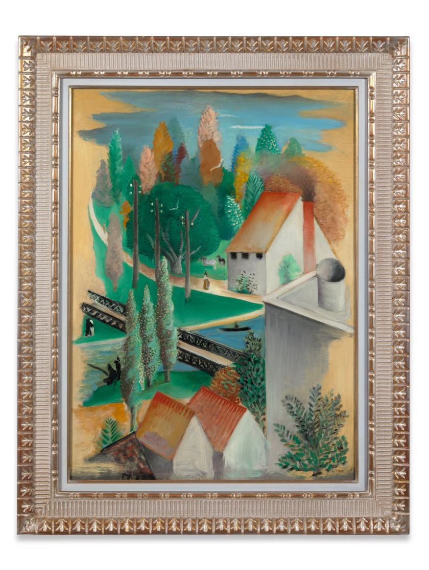 Serge FERAT 1882-1958 Paysage cubiste à Meudon Huile sur toile