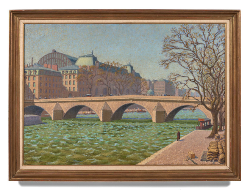 Charles LACOSTE 1870 - 1959 Paris, le Pont Royal et la gare d'Orsay - 1907 Huile sur toile