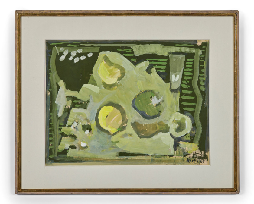 Francisco BORES 1898 - 1972 Nature morte aux citrons - 1960 Gouache sur papier