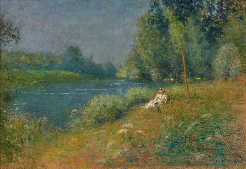 Ker-Xavier ROUSSEL 1867 - 1944 Femme au bord de la rivière - circa 1897-1899 Pastel sur papier