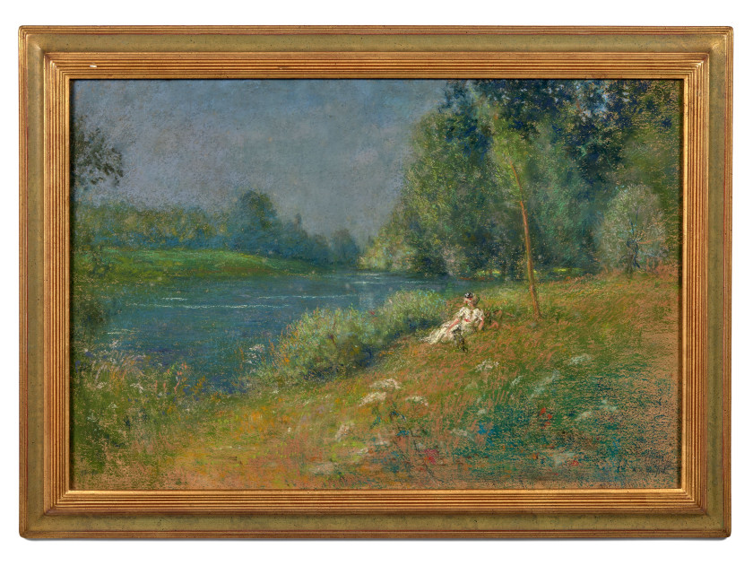 Ker-Xavier ROUSSEL 1867 - 1944 Femme au bord de la rivière - circa 1897-1899 Pastel sur papier