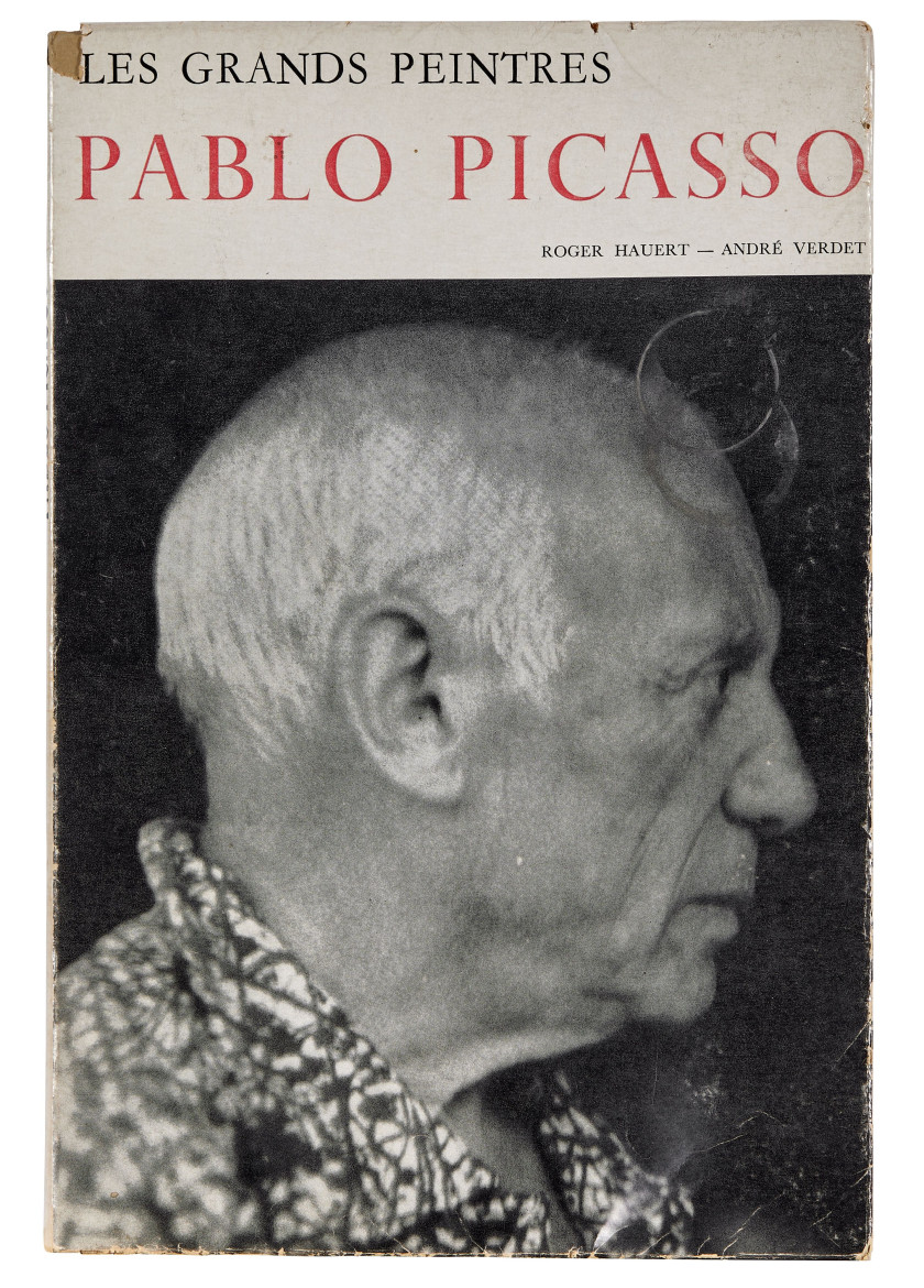 Pablo PICASSO 1881-1973 Tête de Faune - 1956 Crayon sur page de garde de l’ouvrage de Roger Hauert et d’André Verdet "Les grands pei...