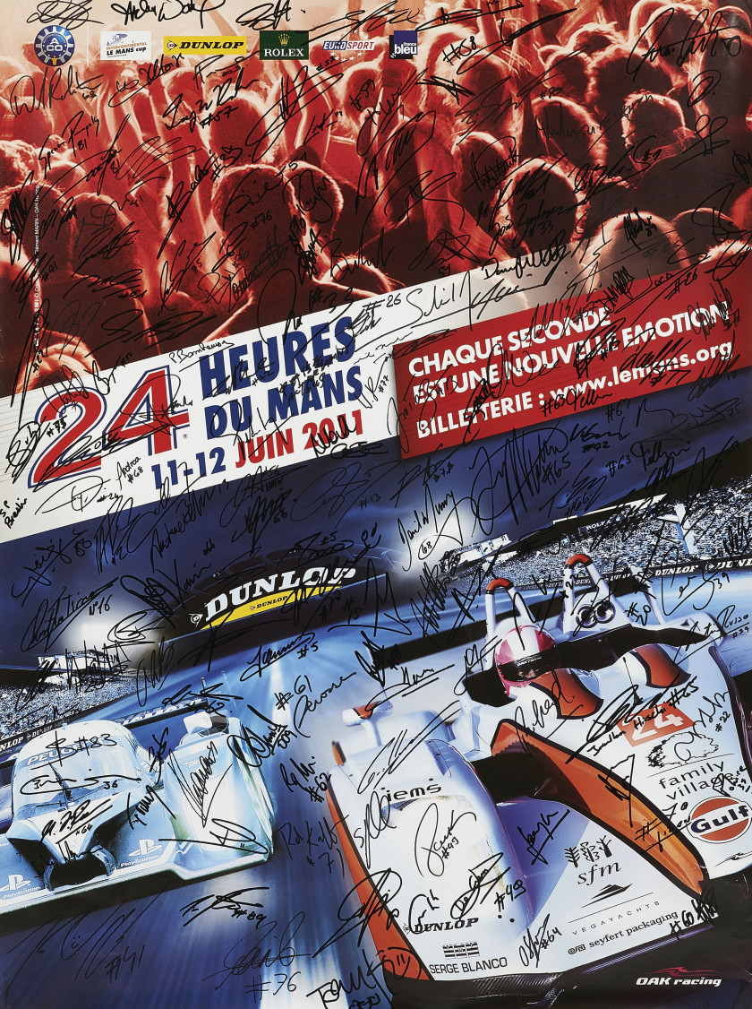 24 Heures du Mans 2011  Affiche officielle signée par l'ensemble des pilotes-sans réserve-no reserve