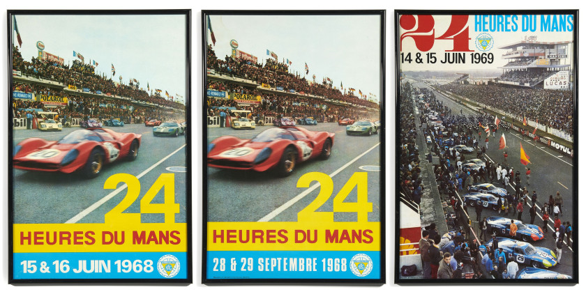 24 Heures du Mans juin 1968, septembre 1968 et 1969  Trois affiches - sans réserve-no reserve