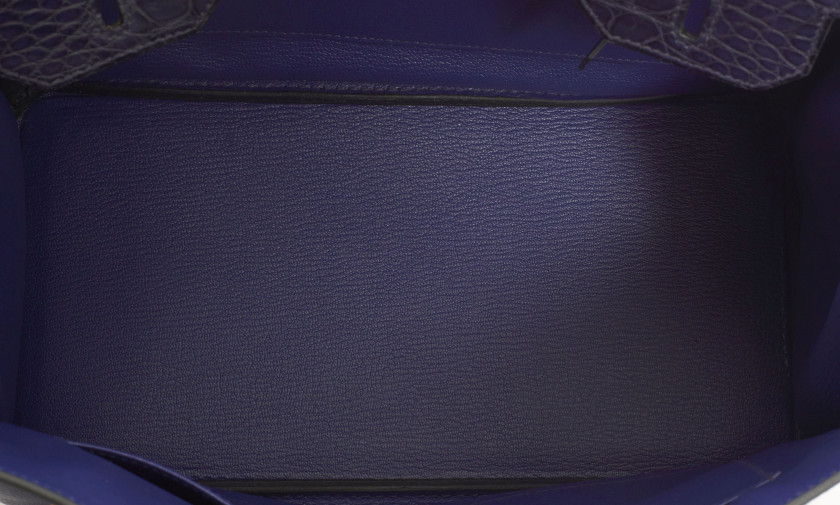 HERMÈS Édition Limitée 2018  Sac BIRKIN TOUCH 30 Taurillon Novillo Bleu Saphir et alligator mat Bleu Marine (Alligator m...