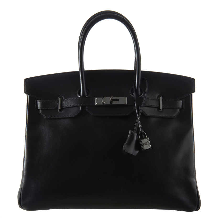 HERMÈS Édition Limitée 2010  Sac BIRKIN SO BLACK 35 Box noir Garniture métal chromé noir  BIRKIN SO BLACK 35 bag B...