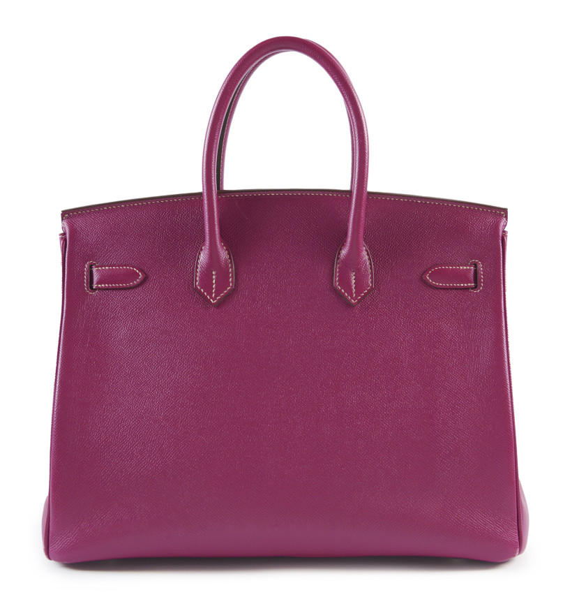 HERMÈS Édition Limitée 2011  Sac BIRKIN VERSO 35 Veau Epsom Tosca Intérieur en chèvre Rose Tyrien Garniture métal arge...