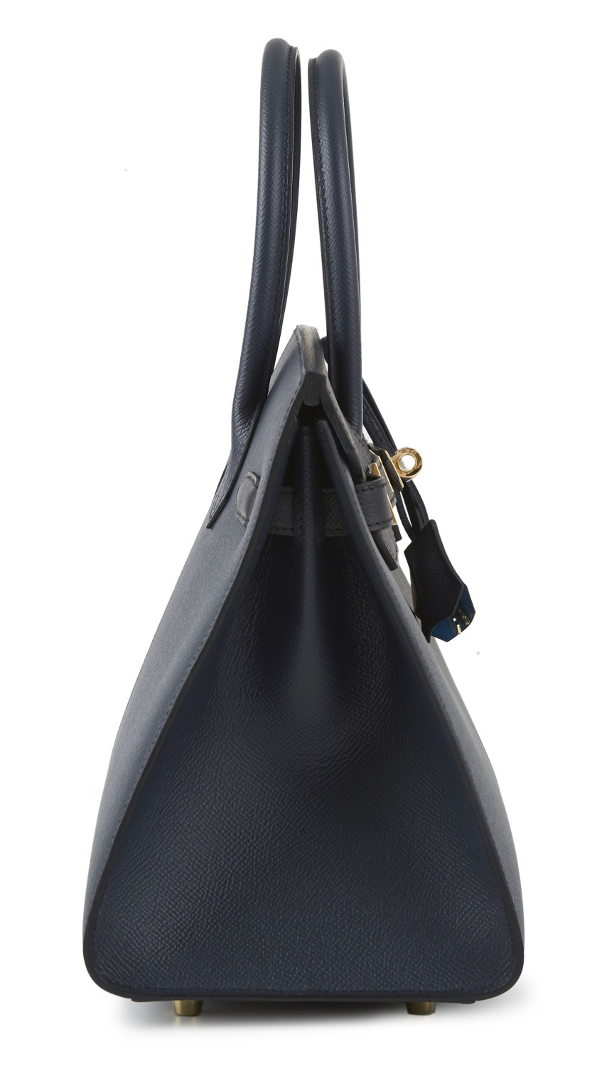 HERMÈS Édition Limitée 2022  Sac BIRKIN Sellier CASAQUE 30 Veau Epsom Bleu Indigo et noir Intérieur en cuir Bleu FridaR...