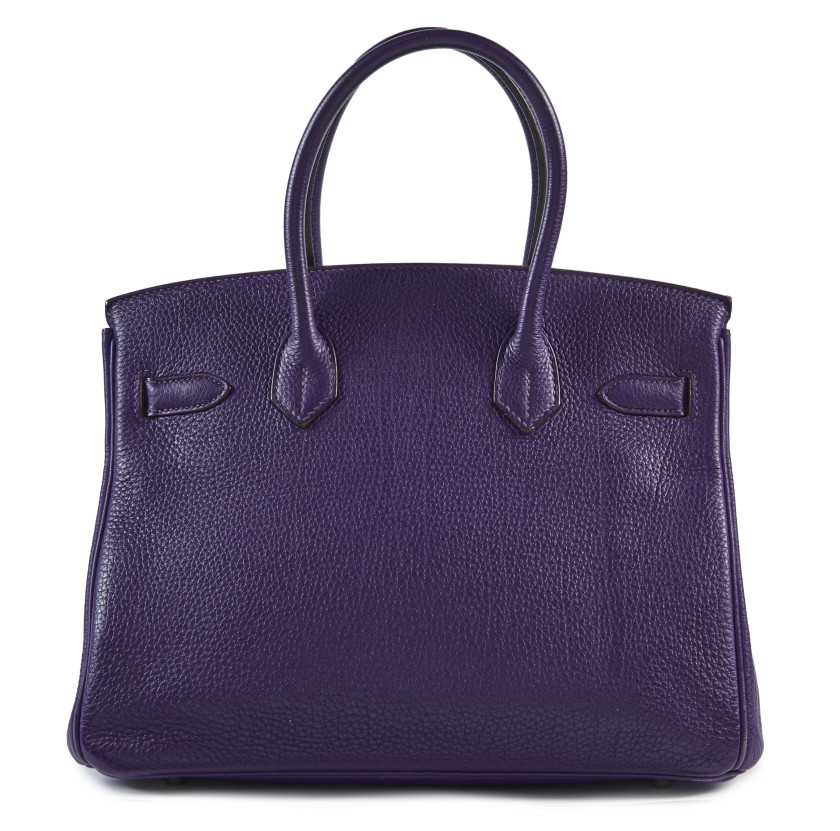 HERMÈS 2012  Sac BIRKIN 30 Veau Togo Iris Garniture métal argenté palladié  BIRKIN 30 bag Iris Togo calfskin leather...