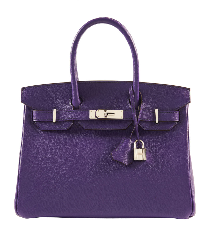 HERMÈS 2012  Sac BIRKIN 30 Veau Epsom Ultraviolet Garniture métal argenté ruthénium  BIRKIN 30 bag Ultraviolet Epsom...