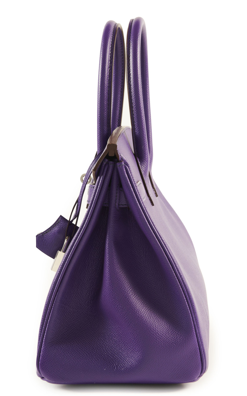 HERMÈS 2012  Sac BIRKIN 30 Veau Epsom Ultraviolet Garniture métal argenté ruthénium  BIRKIN 30 bag Ultraviolet Epsom...