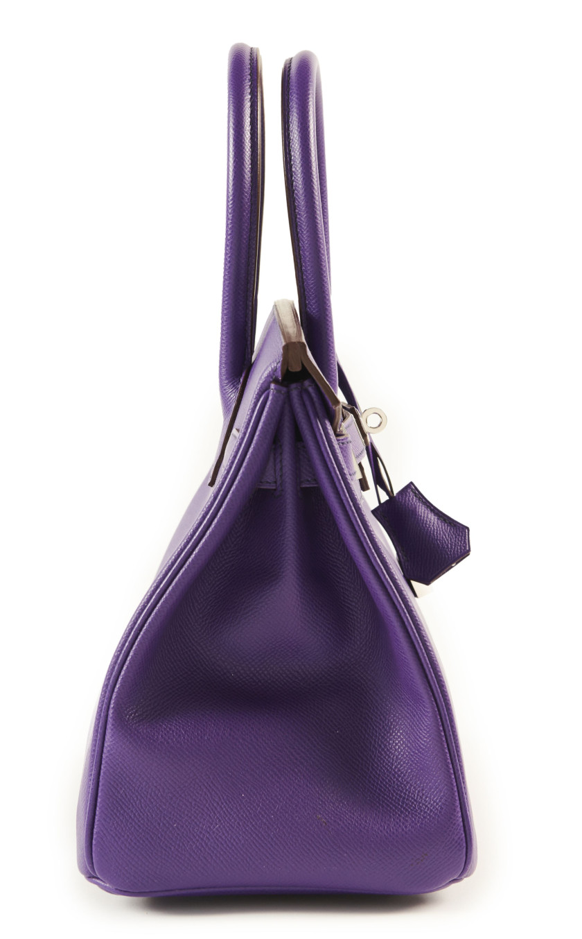 HERMÈS 2012  Sac BIRKIN 30 Veau Epsom Ultraviolet Garniture métal argenté ruthénium  BIRKIN 30 bag Ultraviolet Epsom...