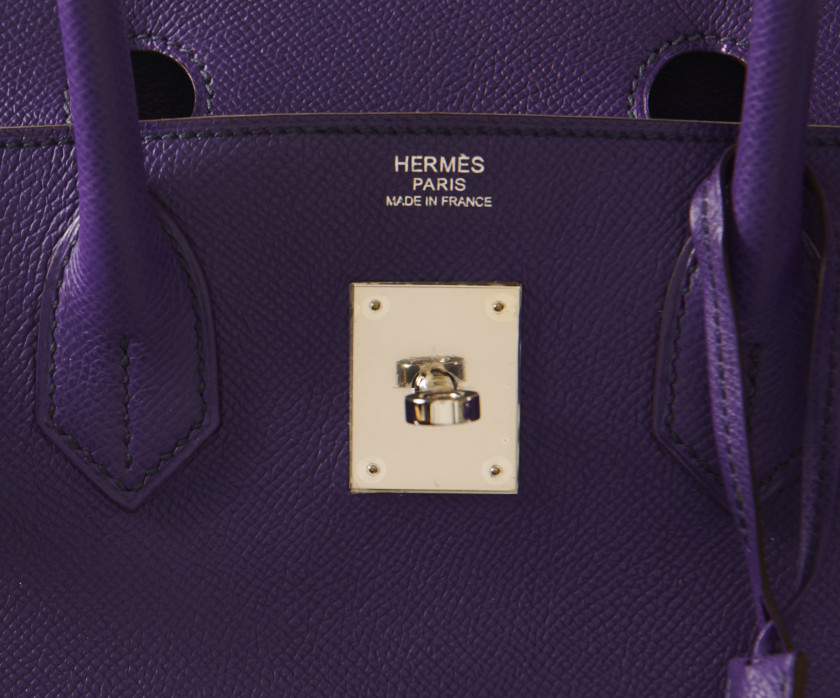 HERMÈS 2012  Sac BIRKIN 30 Veau Epsom Ultraviolet Garniture métal argenté ruthénium  BIRKIN 30 bag Ultraviolet Epsom...