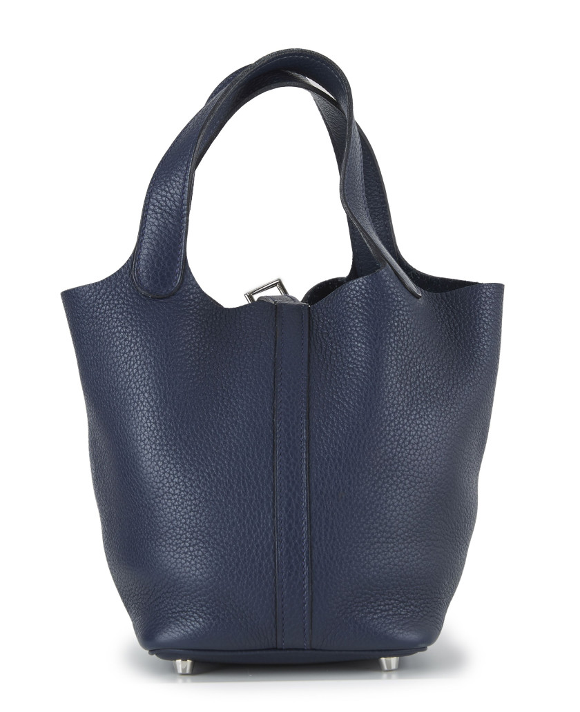 HERMÈS 2010  Sac PICOTIN LOCK 18 Taurillon Clémence Bleu Nuit Garniture métal argenté palladié  PICOTIN LOCK 18 bag ...